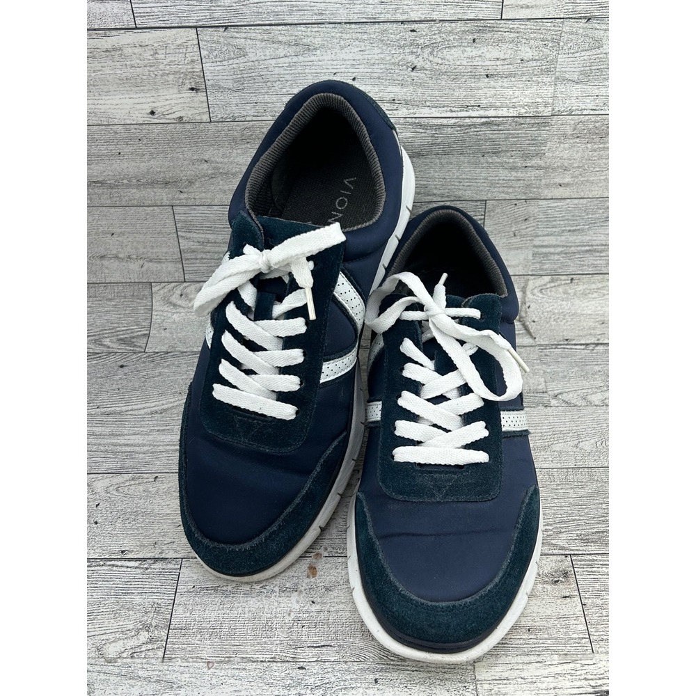 Vionic Satima Women Navy Blue Suede Textile Walking Sneakers Size 8 10015112